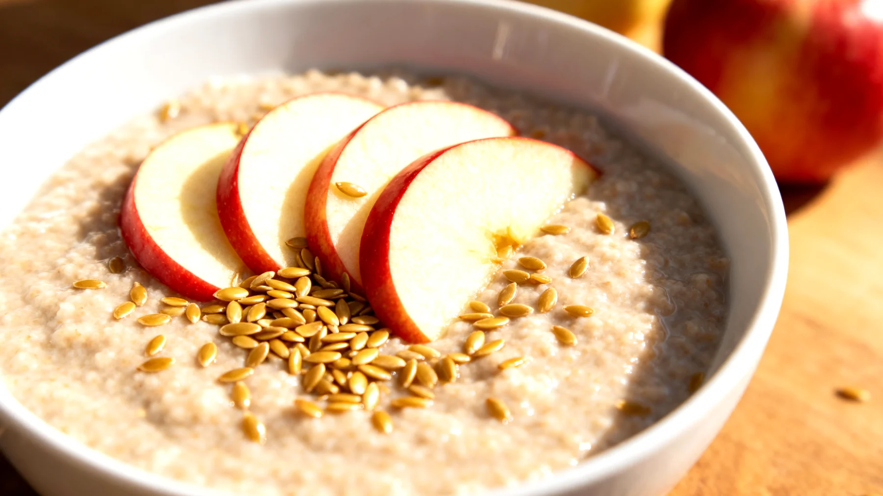 Amaranth-Porridge mit Leinsamen und Apfel"