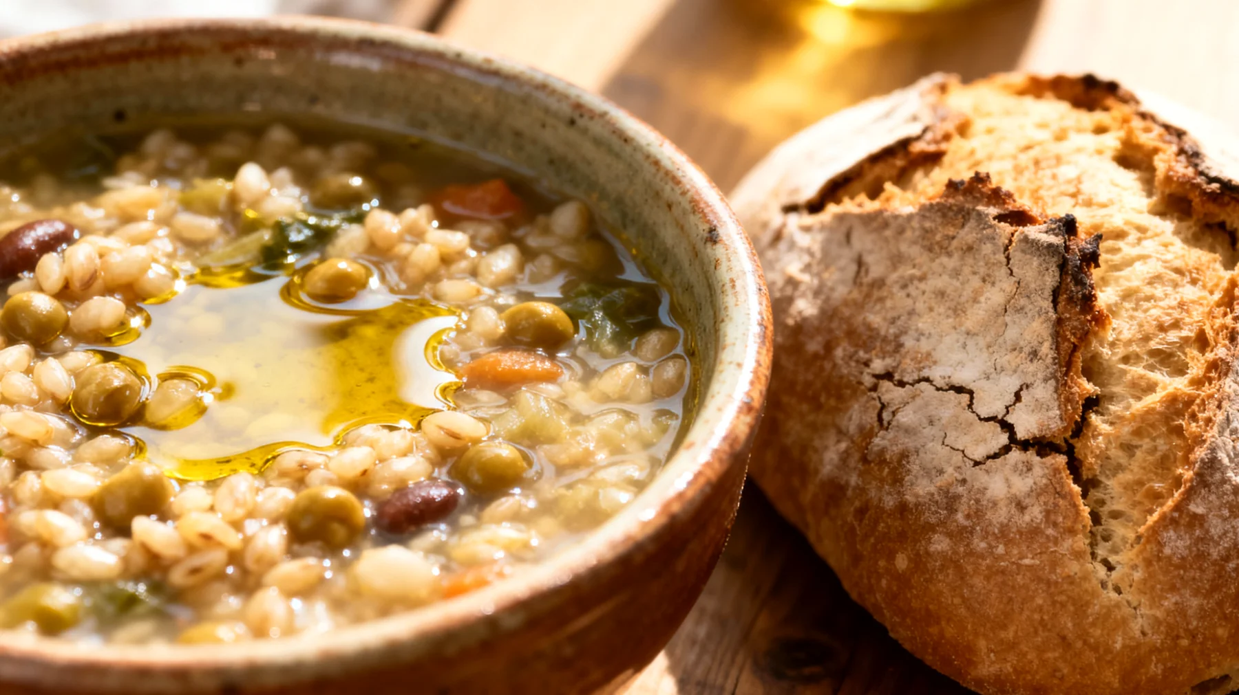 Gersten-Gemüse-Suppe mit Hülsenfrüchten (Orzo e Legumi in Zuppa)"